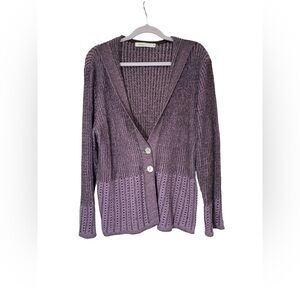 Skovhuus knit purple cardigan sweater‎ size XL with buttons